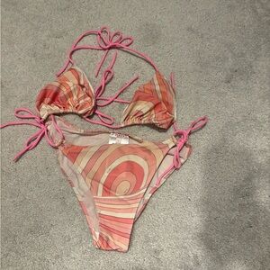 Stylish Pink and Orange Swirl Bikini
